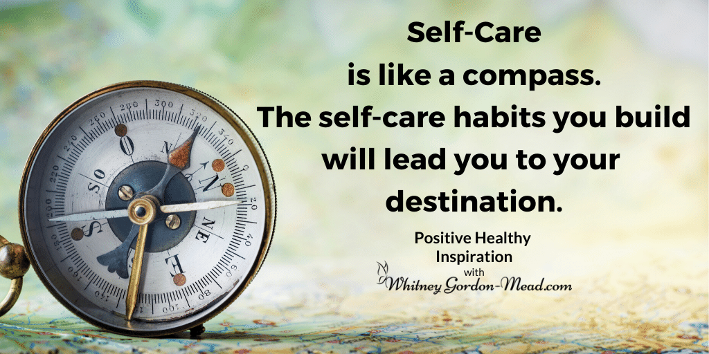 quote about self-care as a compass, background with compass